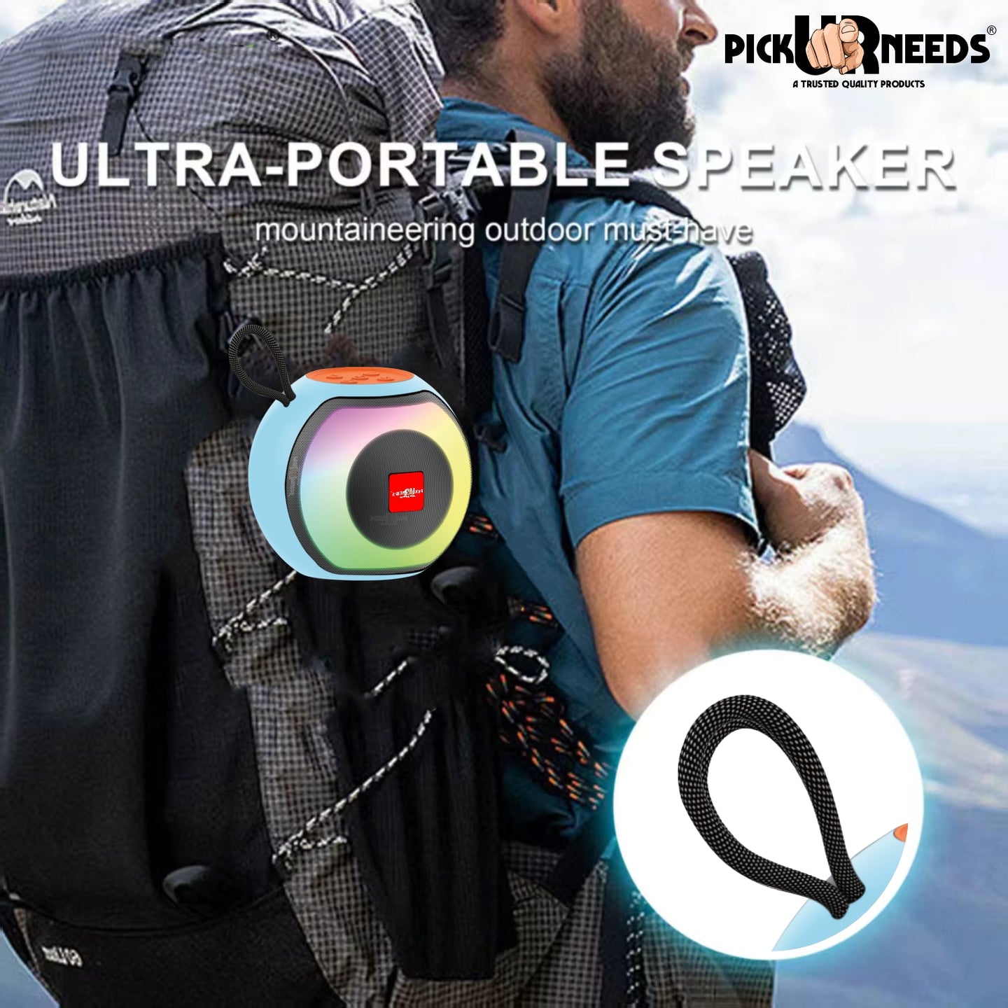 Pick Ur Needs Compact Rechargeable Wireless Thunder Sound 5W Bluetooth Speaker– Support FM/USB  (Black)